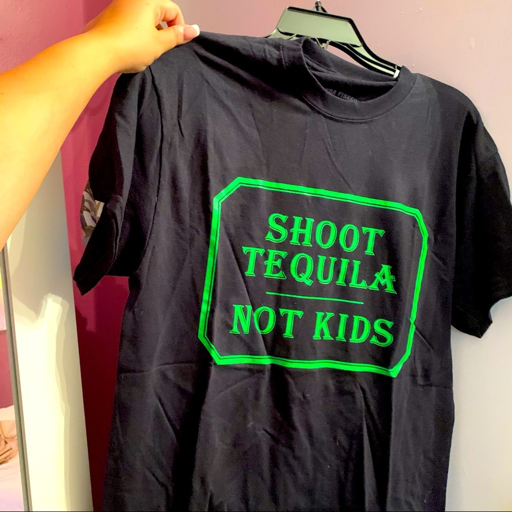 Black and neon green patron t-shirt